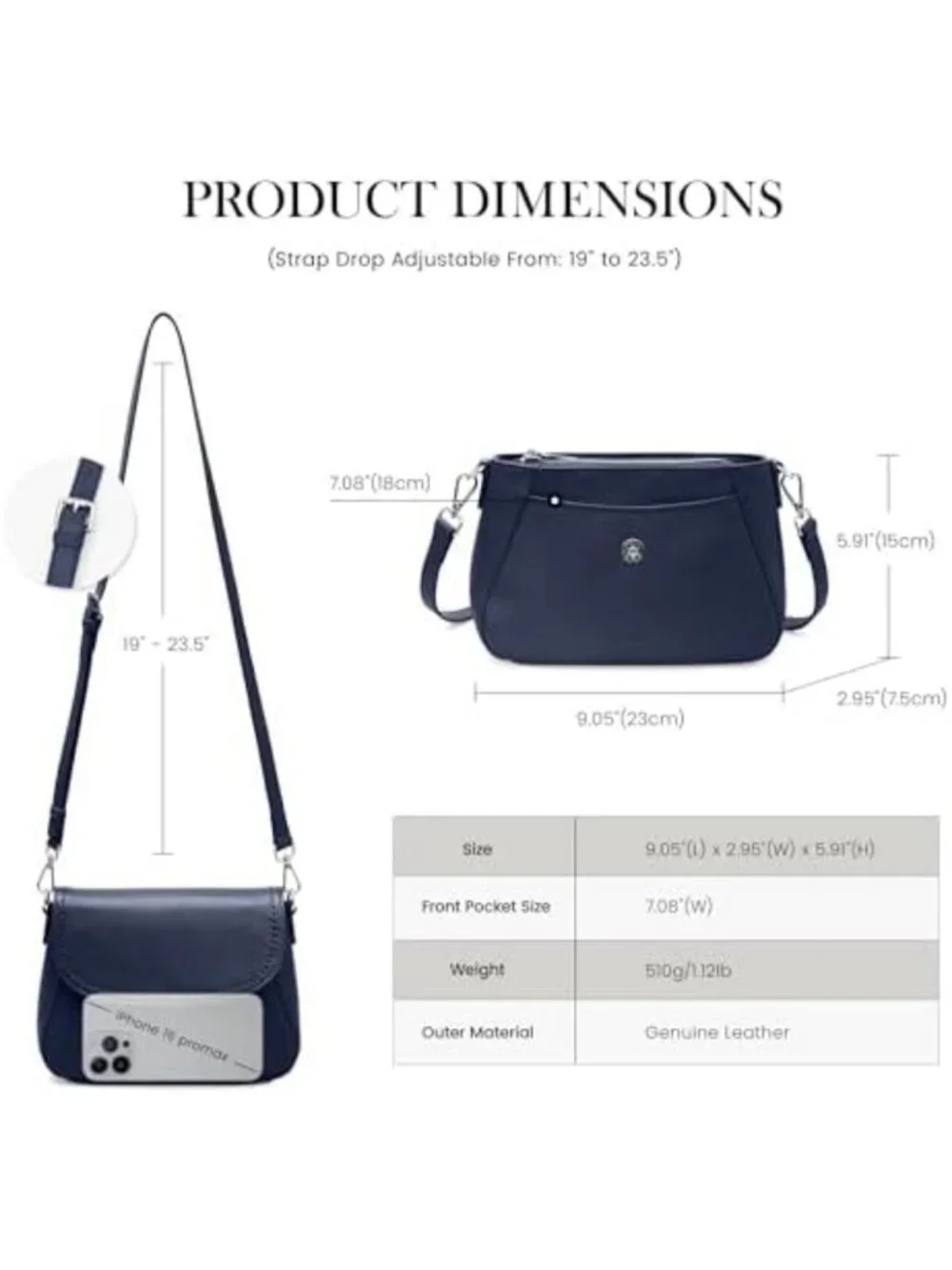Genuine Leather RFID Blocking Crossbody Bag for Women - Small Flap Purse Handbag